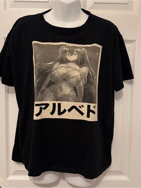 Unbranded Size M Black Overlord Albedo Anime Unisex T-Shirt Graphic Tee Cotton